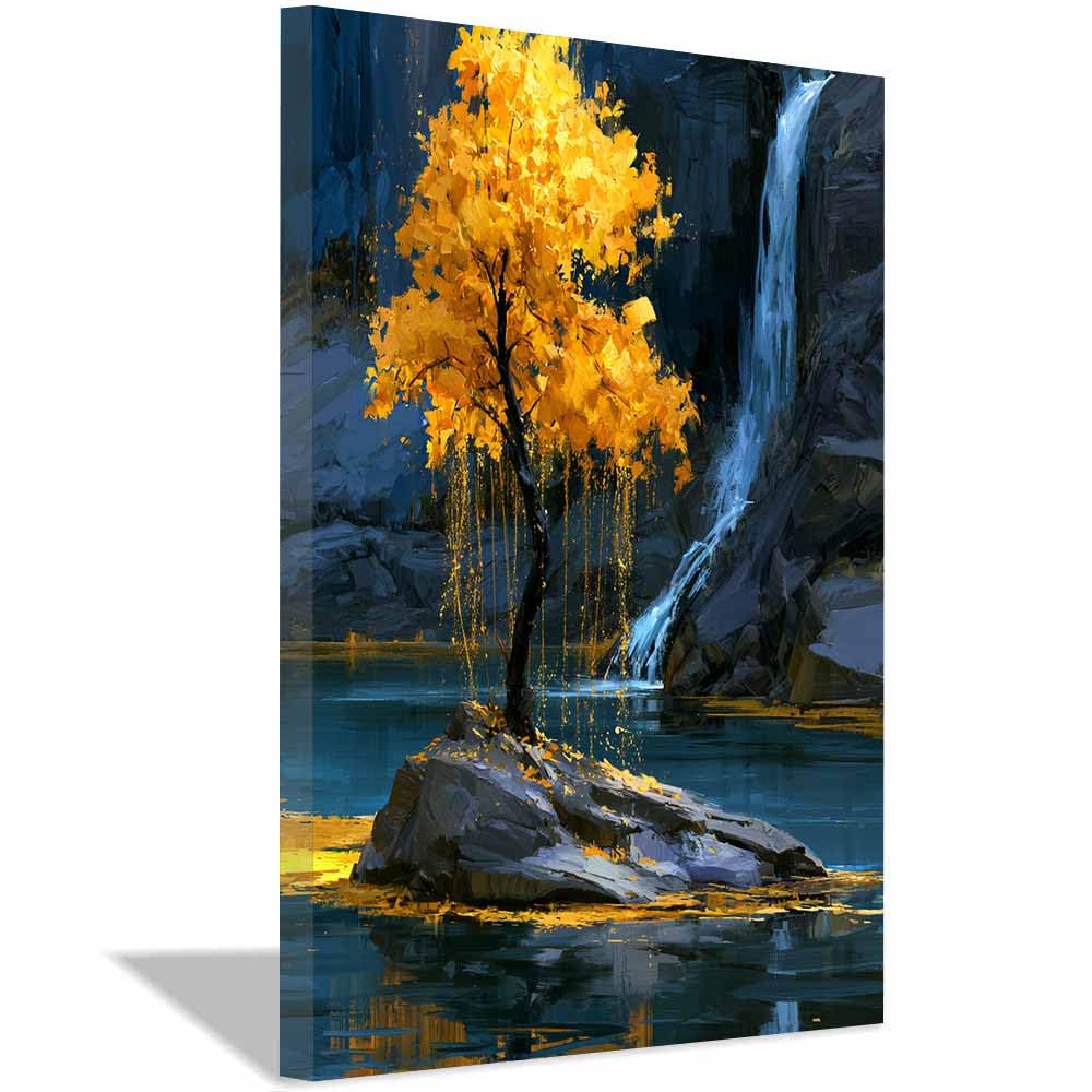 HOQIU Tree Wall Art Glowing Starry Tree artwork, home canvas prints, for Bathroom Living Room Bedroom(Multicolor)-60x80cm Framed