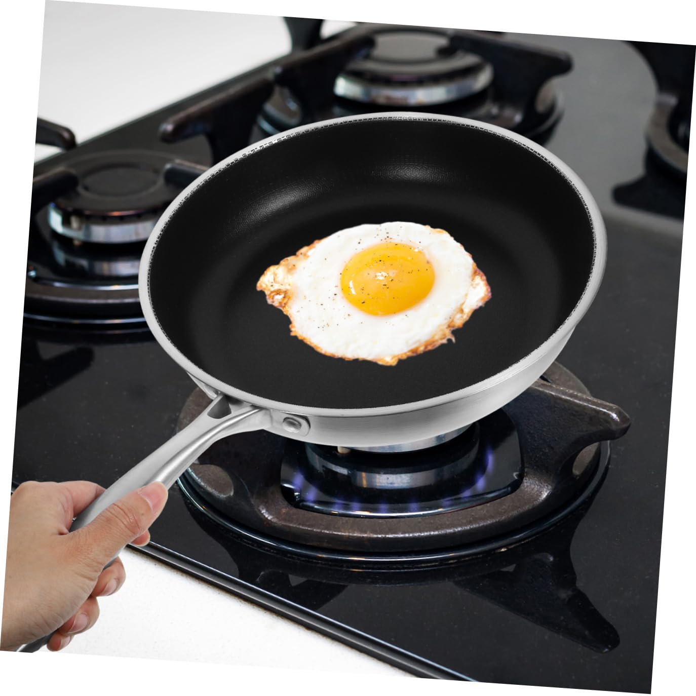 BESPORTBLE Padella in Acciaio Inox 28 CM Manico Ergonomico e Struttura a Nido d'Ape per Uso Quotidiano in Cucina Gas, Elettrica e Induzione
