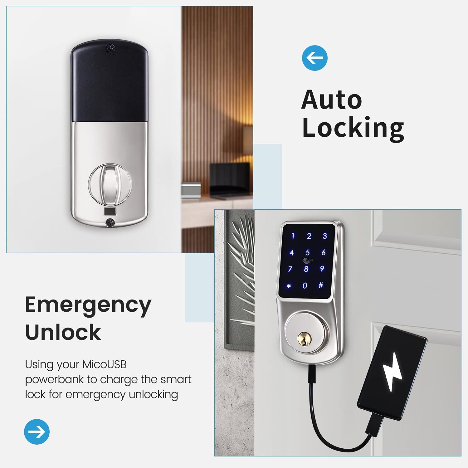 Screenshots of the TTLock app showing options for generating timed passcodes and viewing unlock records.