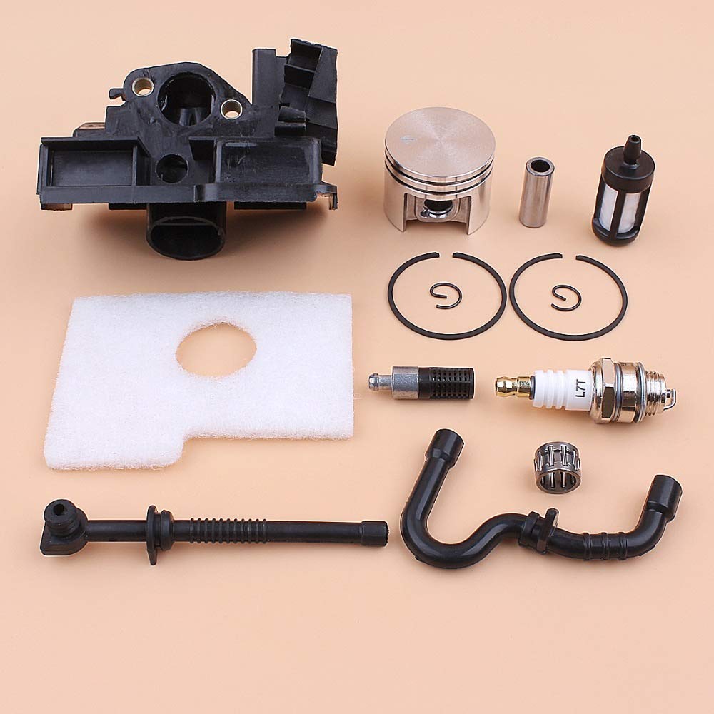 Anillos de pistón de 38 mm Adaptador de Filtro de Aire Kit de Filtro de Manguera de Aceite Combustible Compatible con STIHL MS180 018 MS 180 Repuestos de Motosierra de Gasolina 1130030 2004