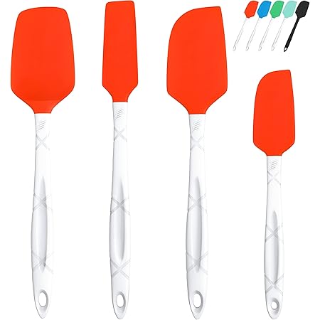 M KITCHEN Silicone Spatula Set - Heat Resistant & BPA Free - 4 Piece Nonstick Rubber Spatulas, Spoonula, Jar Scraper for Cooking, Baking, Mixing, Frosting - Dishwasher Safe Kitchen Utensils