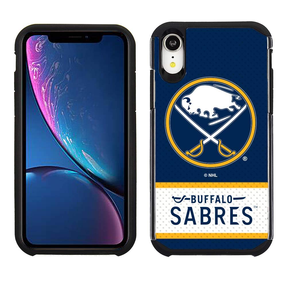 Apple iPhone XR - NHL Licensed Buffalo Sabres Blue Jersey Textured Back Cover on Black TPU Skin
