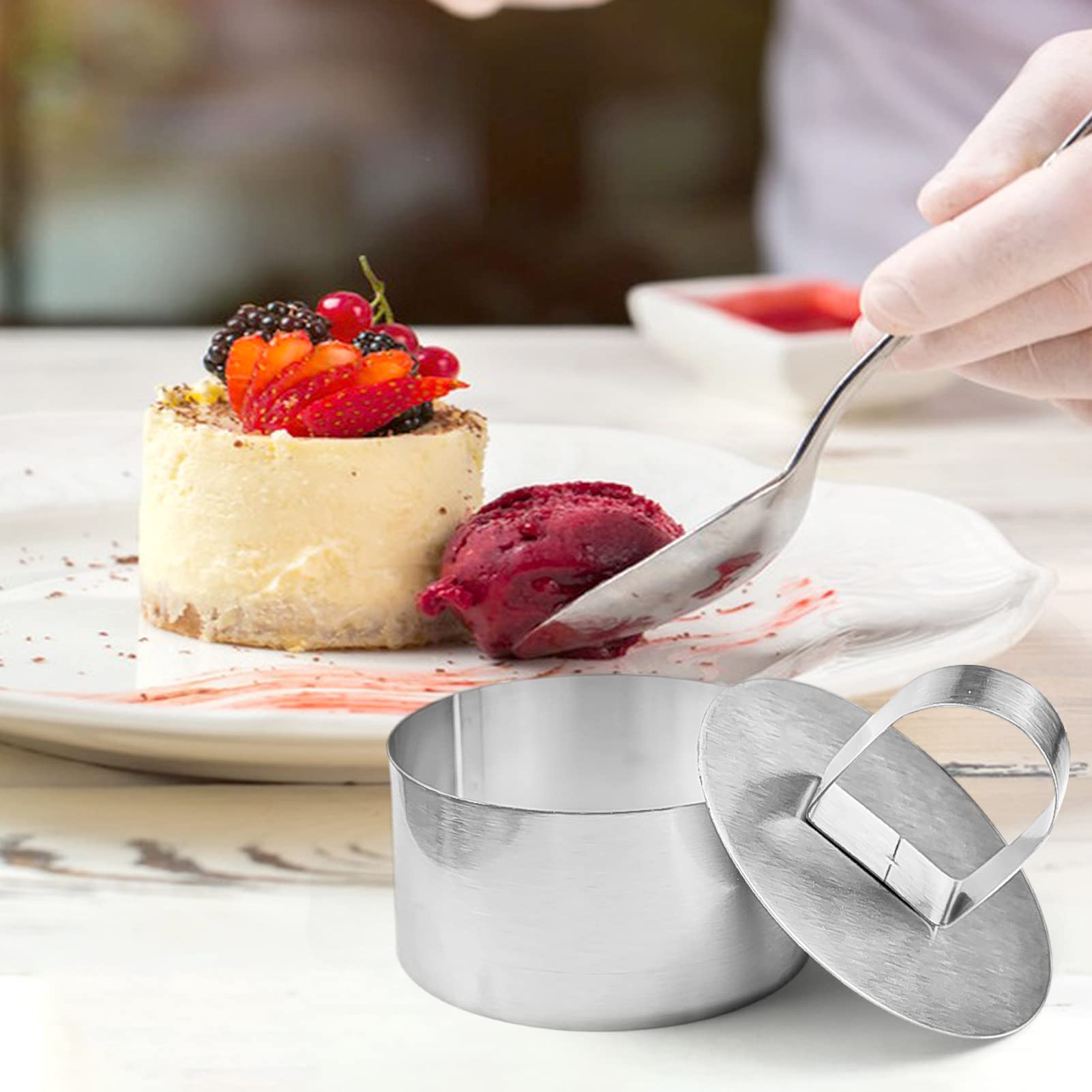 Set 12 Coppapasta In Acciaio Inox 8cm - Con Coperchi Per Torte, Mousse E Dessert - Foto 9