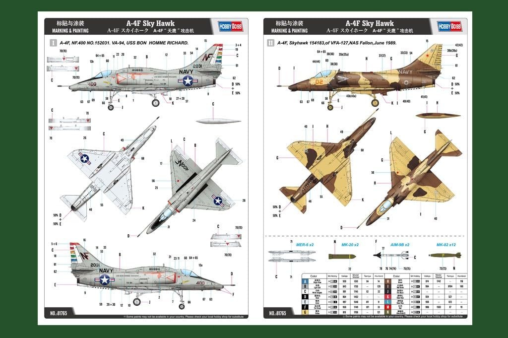 Hobbyboss 1/48 381765 4 °F Avant Sky Hawk Model Kit