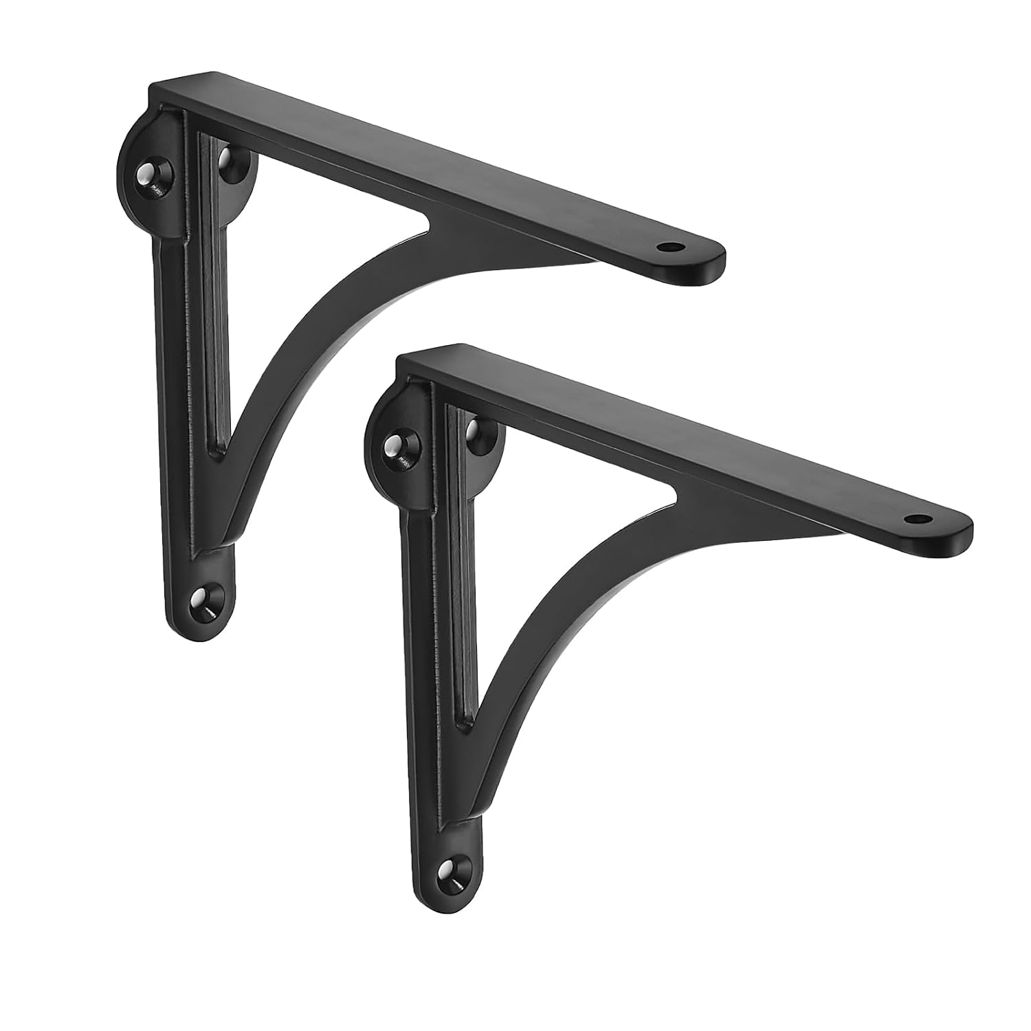 Khtumeware 100% Solid Brass Decorative Shelf Brackets, 6-inch Wall-Mounted Shelving Brackets, 2-Pack Matte Black Vintage Metal Shelf Bracket Victorian Wall Bracket.