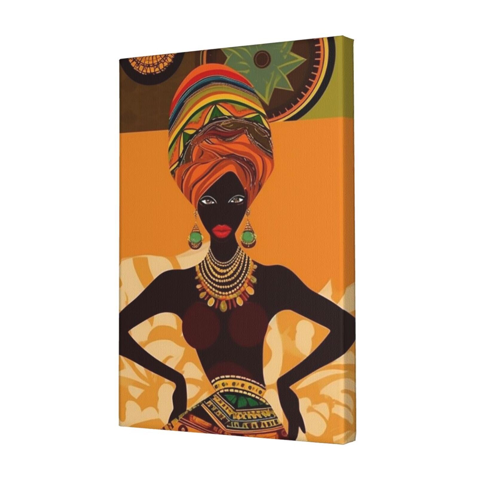 KLOPH African Woman Canvas Wall Art for Living Room 12"x18" Modern Artwork Painting for Bathroom Hanging Canvas Prints Aesthetic Wallart for Bedroom Kitchen Office Wall Decor