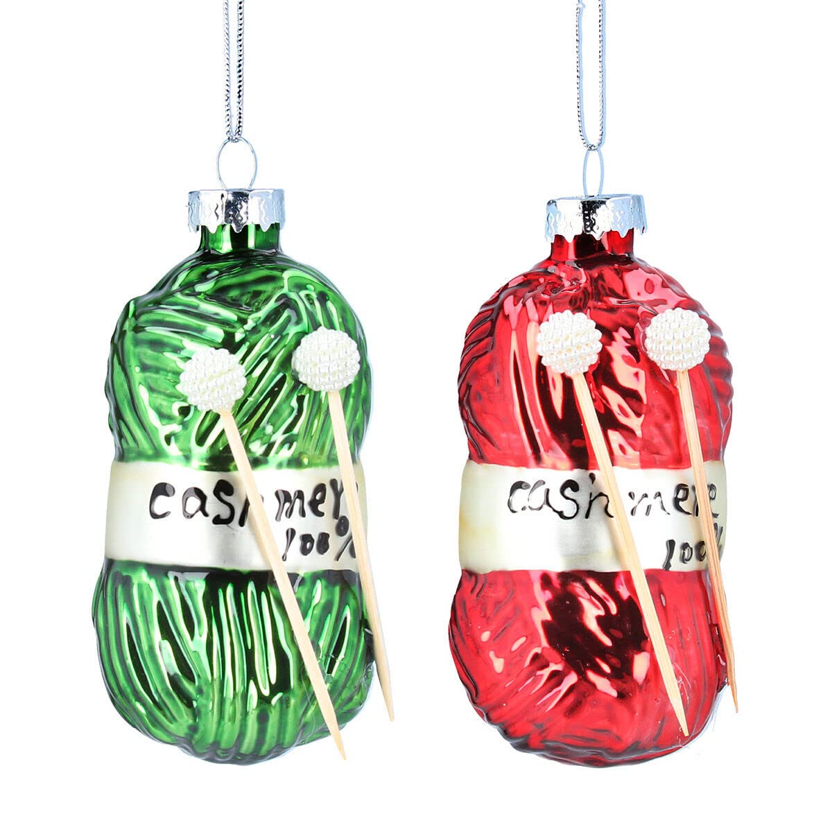 Gisela Graham Red/Green & Cashmere Glass Tree Decorations