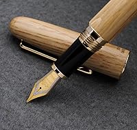 Vista 2 de JINHAO 9036 - Pluma estilográfica de madera natural hecha a mano (punta media de 0.028 in, madera de roble)