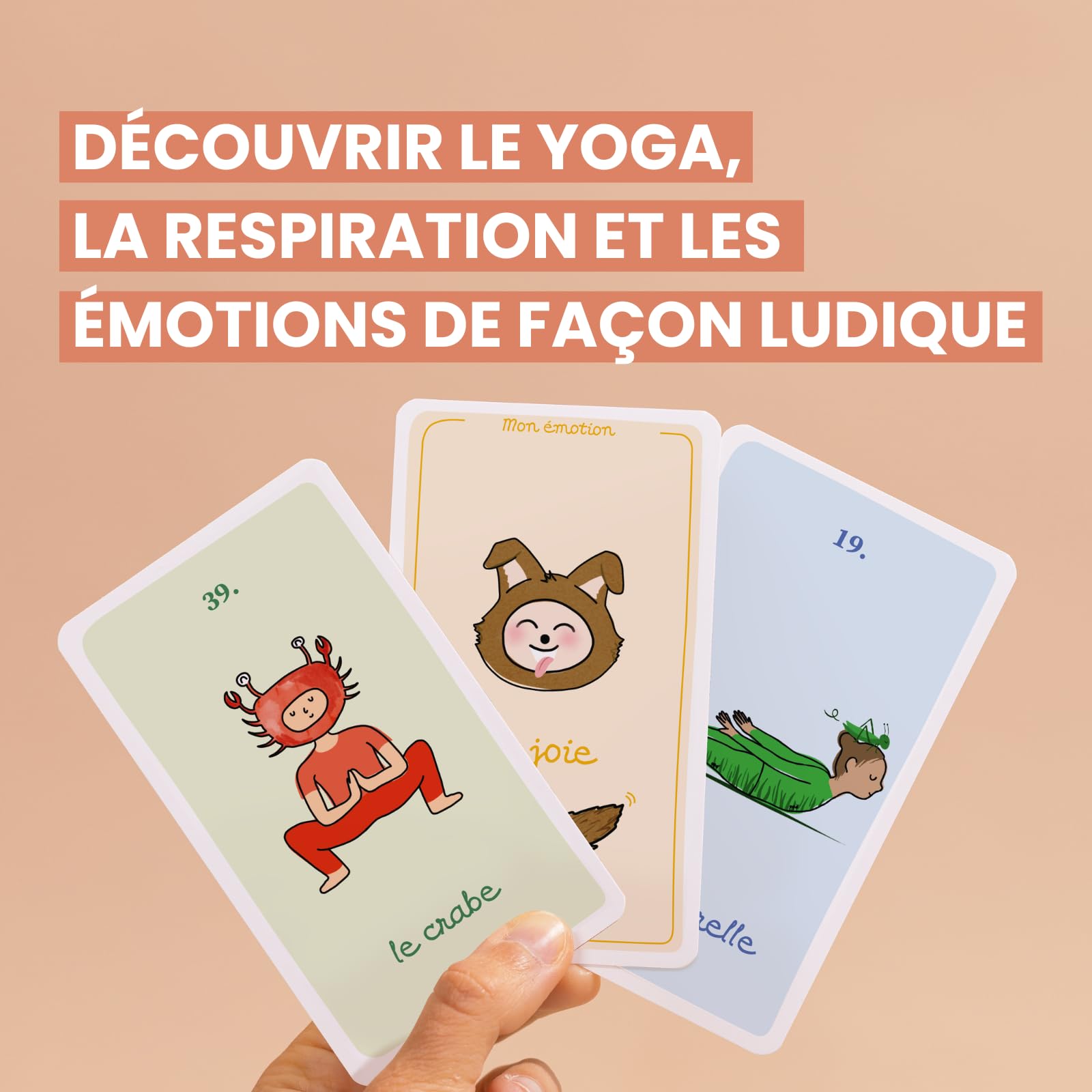 YogAsana Yoga Niño 75 Cartas - Estuche divertido y educativo de Tarjetas de Yoga y Emociones + 5 Historias - Tarjeta Yoga Infantil - Desarrollo motricidad, Confianza, Imaginación y calma
