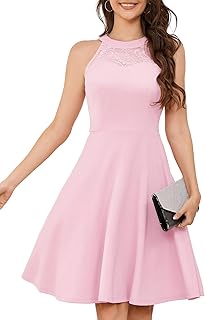 Bbonlinedress Women Cocktail Prom Wedding Dress Halter Lace Evening Party Short Vintage Homecoming Dresses