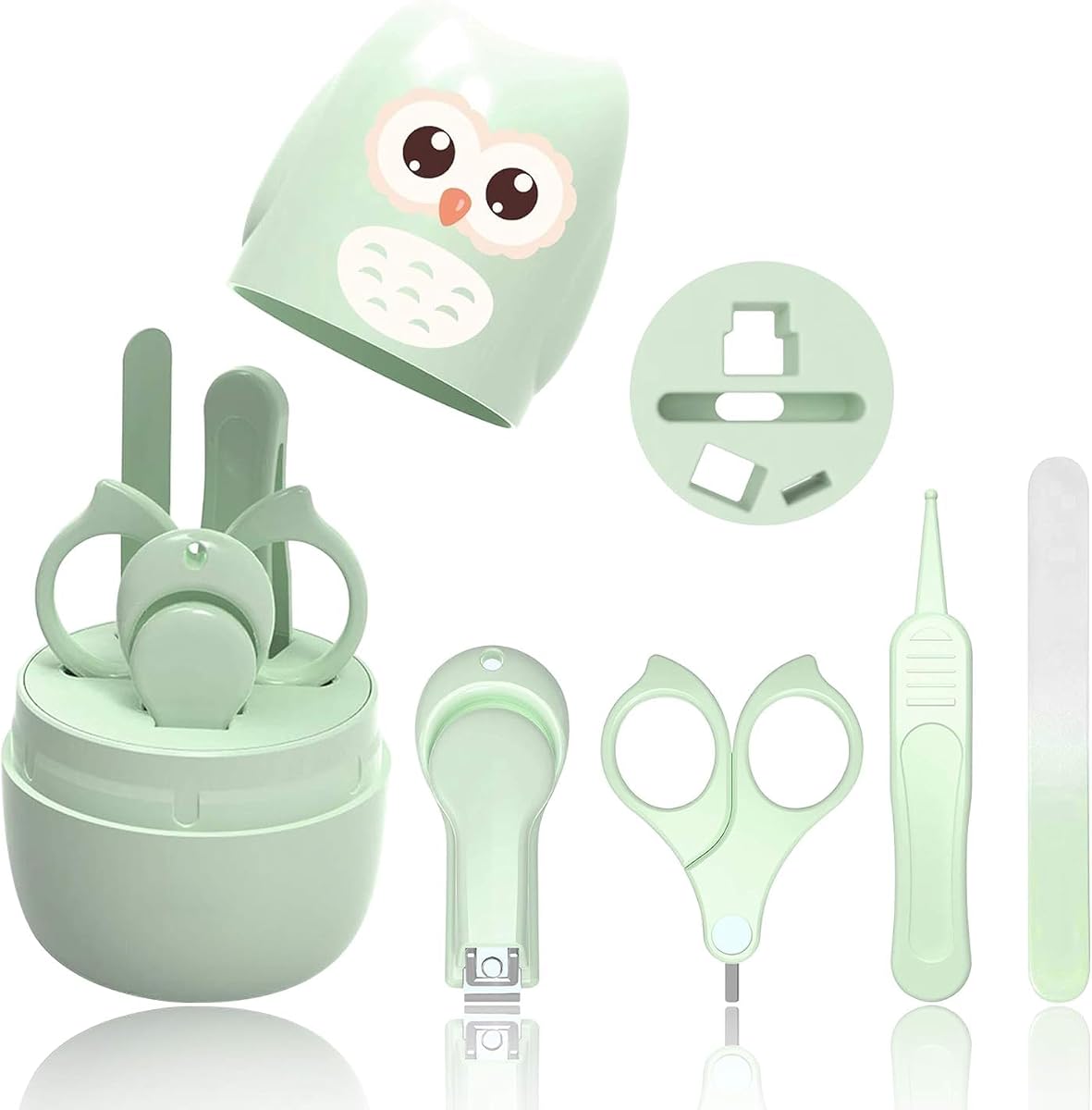 Baby Nail Clippers Set, 4-in-1 Baby Nail Care Kit with Cute Case | Includes Clipper, Safety Scissors, Tweezers & Nail File, Rounded Tips for Safety, Suitable for Newborns Toddlers & Kids