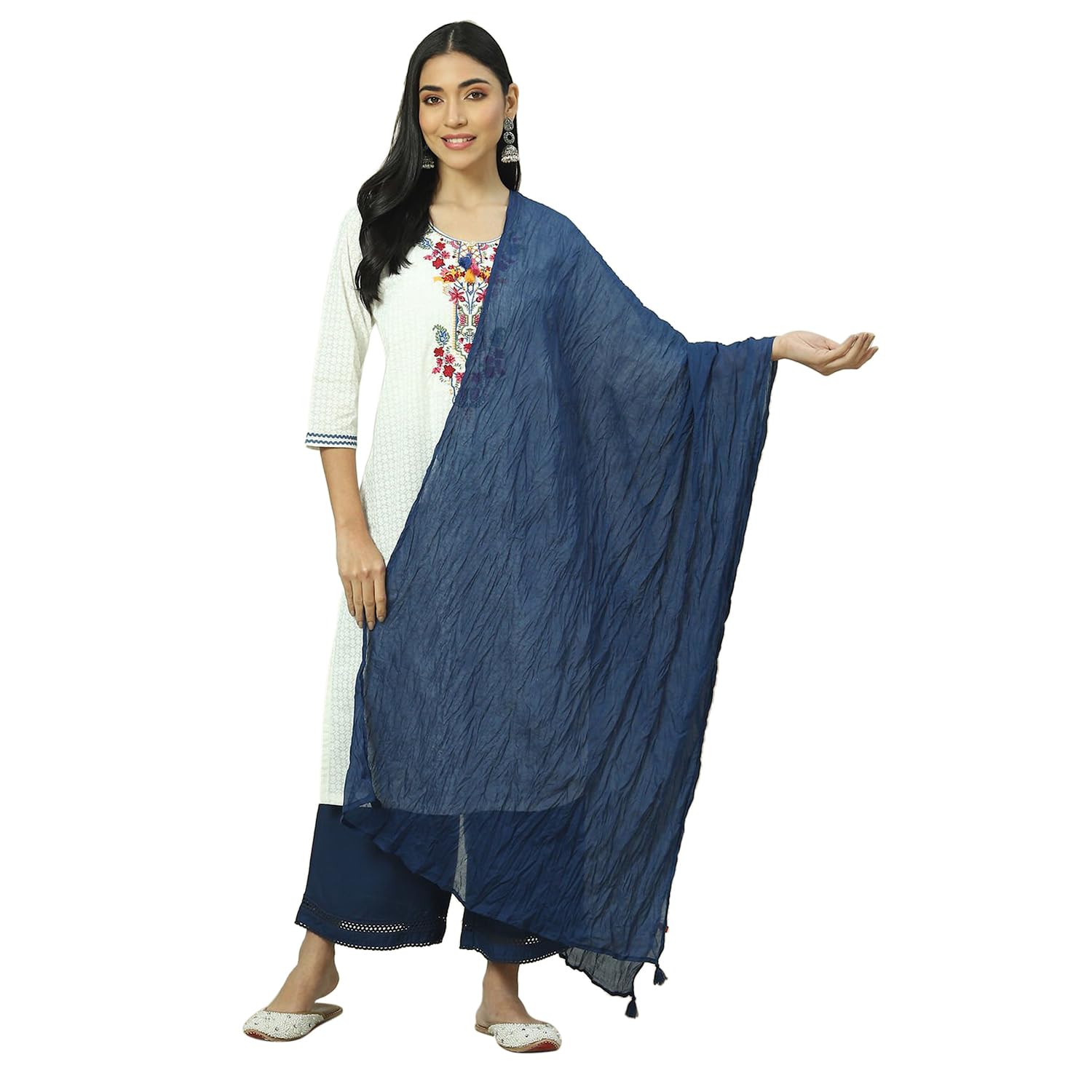 rangriti Women Indigo Cotton Woven Dupatta_Free Size-picture-27