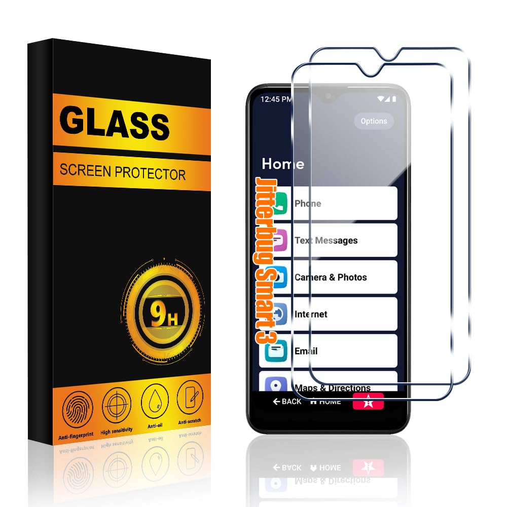 2 Pack Lively Smart 3 Screen Protector Glass, Premium 9H Hardness Anti-Scratch Bubble Free Tempered Glass for Jitterbug Smart 3