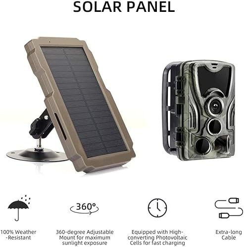 Miniatura 7 de Lixada Kit de panel solar para cámara de sendero, 3000 mAh, 6 V-12 V, recargable con soporte giratorio de 360  y cable de 9.8 pies, cargador solar