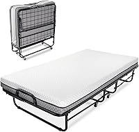 Milliard Diplomat Twin Folding Bed with Memory Foam Mattress - 400lb Steel Frame, Portable Rollaway Guest Bed 75x38"