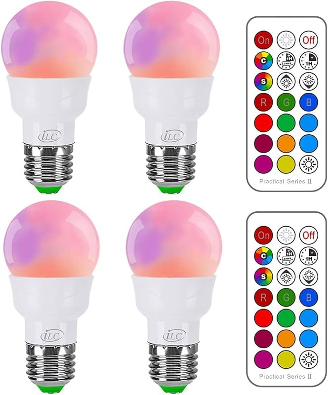 iLC LED Izzó Távirányítóval - Színváltós Dekoratív Világítás, 4 db Izzó + 2 Távirányító, Hangulatvilágítás Otthonra