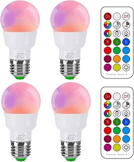 iLC Bombillas Colores RGBW LED Bombilla Cambio de Color 5W E27 Edison - RGB 12 Color - Control remoto Incluido (Pack de 4)