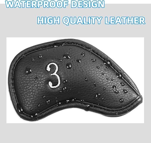 Miniatura 10 de Scott Edward Juego de 12 fundas de cabeza de hierro de golf de cuero sintético grueso de alta calidad, magnéticas, de poliuretano, para la mayoría