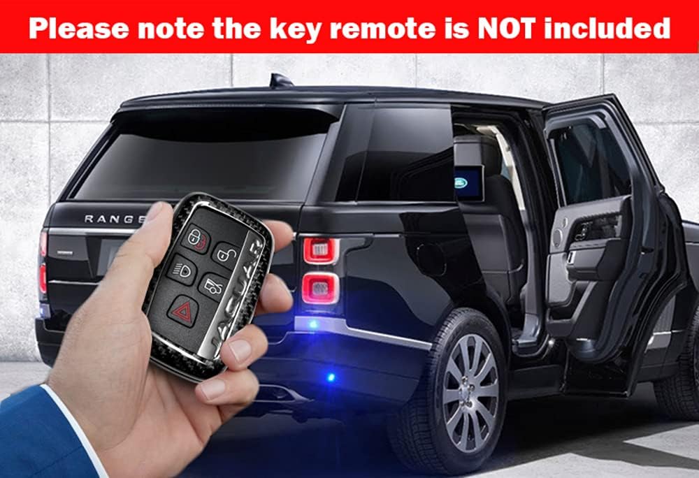 Red Real Carbon Fiber Finish Key Fob Cover Case Cover Case Compatible with Land Rover Sport Range Rover Evoque Velar Discovery LR4 / Jaguar XF XJ XE F-PACE F-Type Smart Remote (5-Buttons)