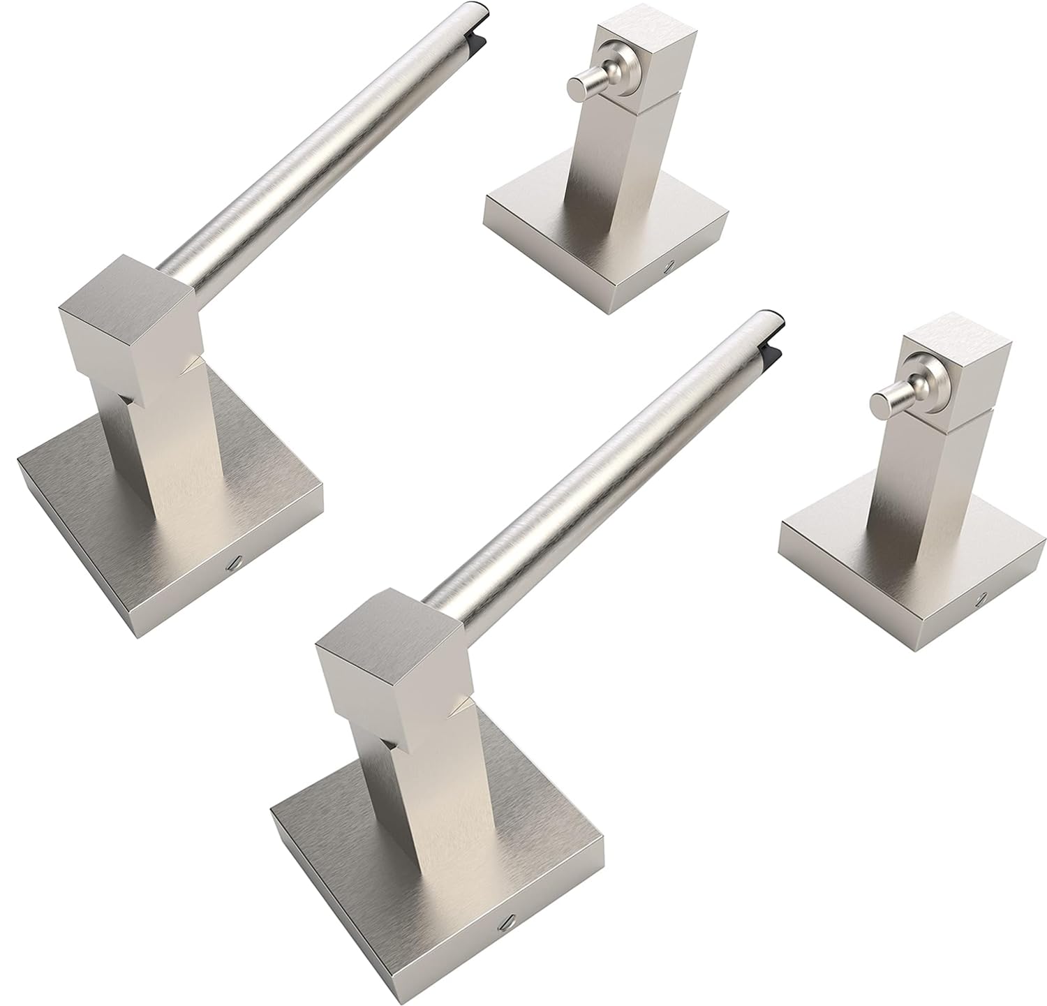 Ruacq Portarrollos de papel higiénico, níquel cepillado, 2 unidades, doble poste, giratorio, cuadrado, soporte para rollo de papel higiénico, acero inoxidable y aleación de zinc, moderno montado en la