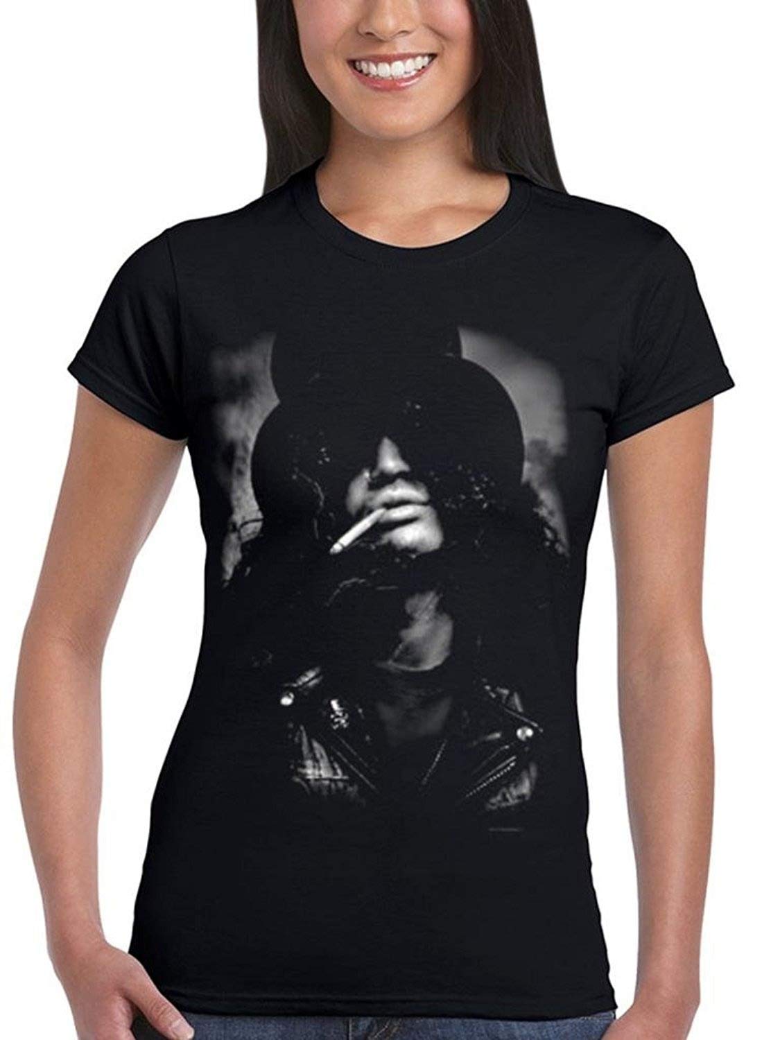 Maglietta Donna Guns N' Roses – Tshirt Con Slash E Logo Della Band – 100% Cotone, Nero