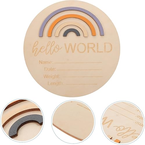 Miniatura 6 de 1 letrero de anuncio de bebé para niños y niñas recién nacidos, letrero de anuncio de nacimiento de arcoíris de madera, letrero de decoración de