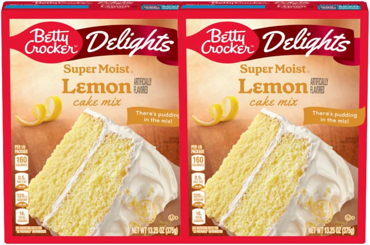 Betty Crocker Super Moist Lemon Cake Mix, 432g | Rich, Dense and Delicious Dessert Ready to Bake in Minutes | Pack of 2