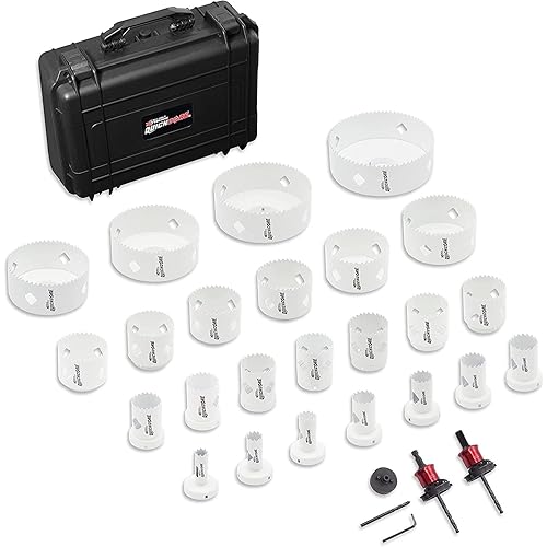 Disston QUICKCORE 28 pc Set with 24 Hole Saw Sizes Included & Quick Change Arbor and Adaptor, Part E0100255, White (255)