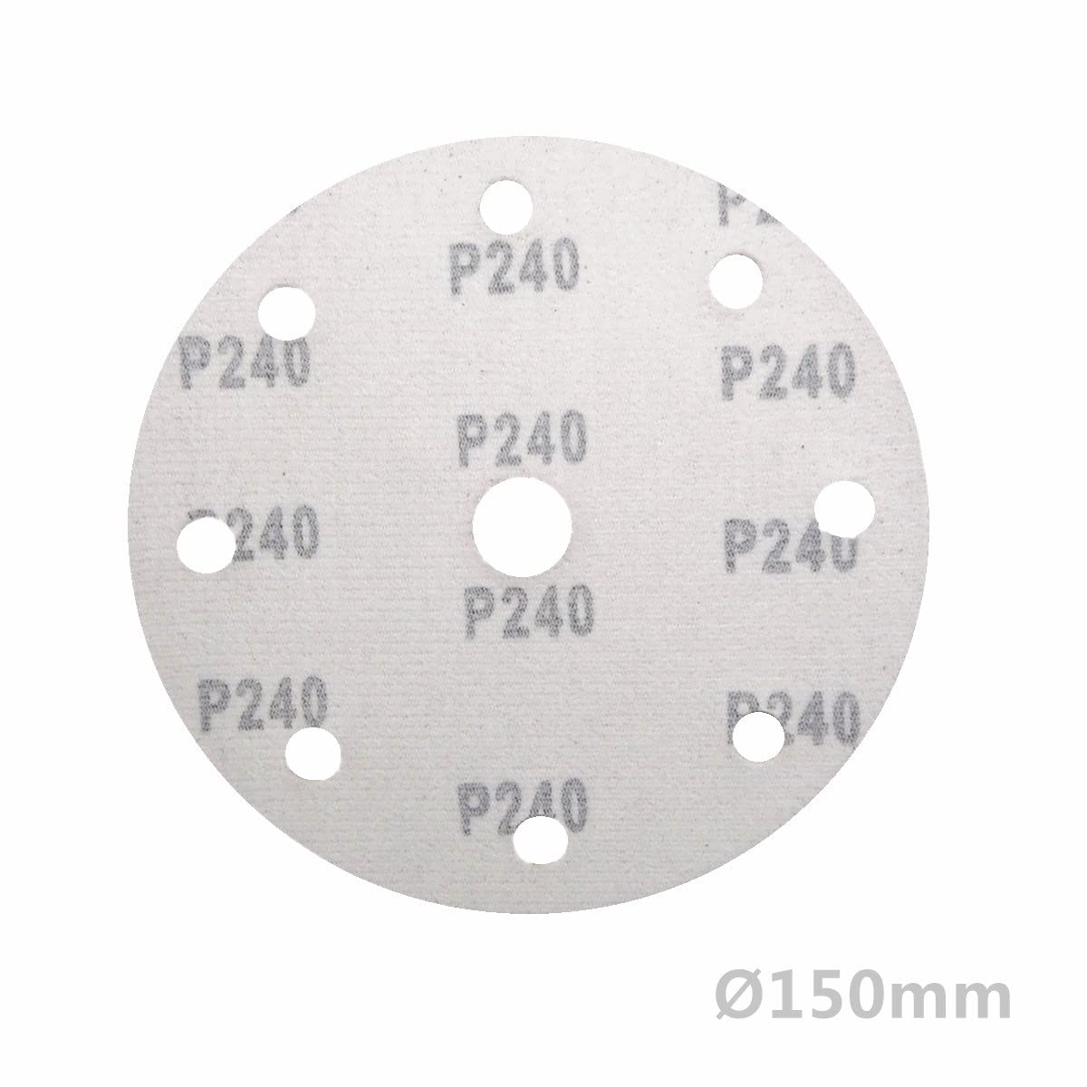 Discos de lija excéntricos (25 unidades, 150 mm de diámetro, 9 agujeros, grano P240)