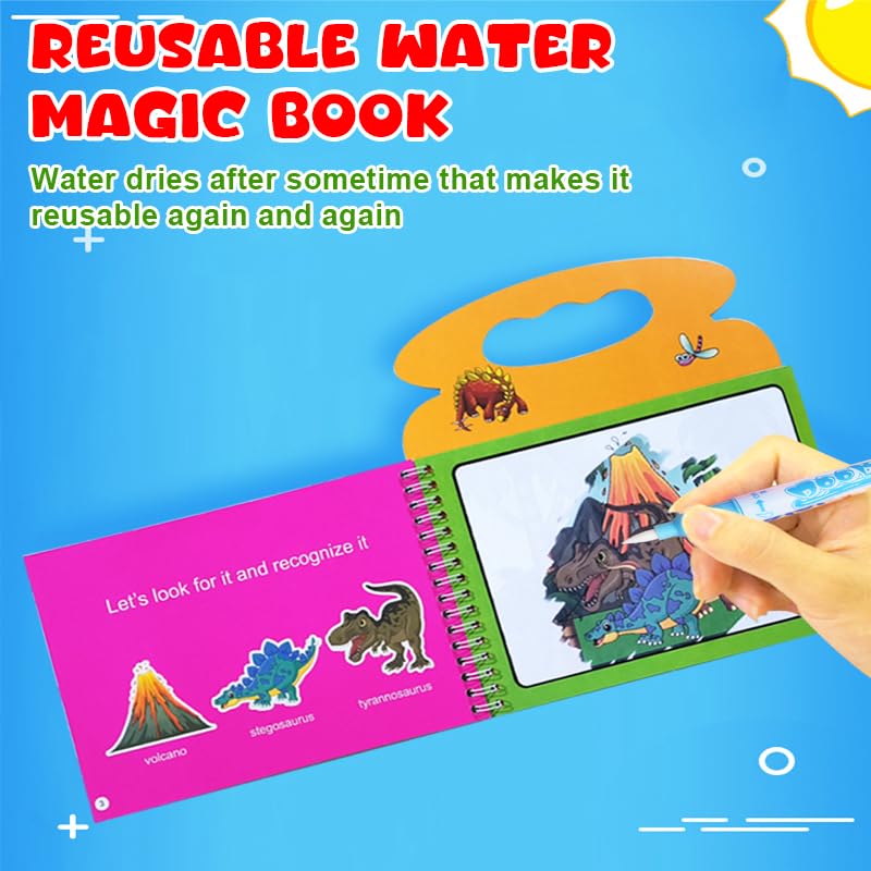 Image of VGRASSP Pack of 6 Magic Water Coloring Book Toy for Kids - Reusable Quick Dry Doodle Book - Birthday Return Gift for Boys and Girls - Color and Design As Per Stock