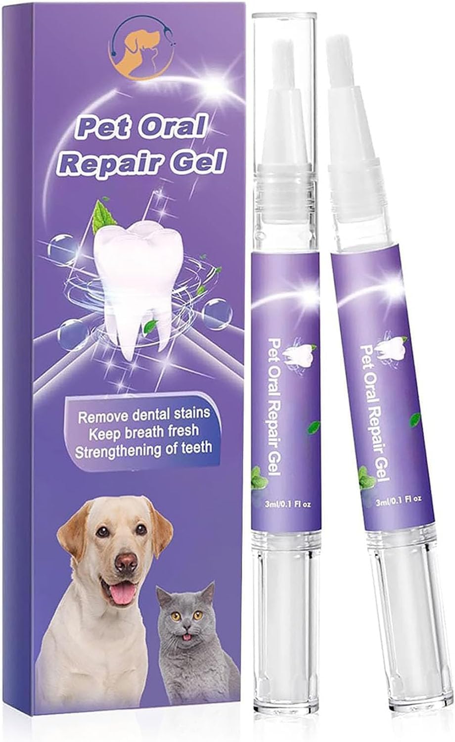 Pet Oral Repair Gel, Pet Oral Restoration Whitening Gel, Pet Breath Freshener Gel Care Cleaner, Eliminate Bad Breath, Targets Tartar, Keep Your Pet Oral Healthy (1Box)