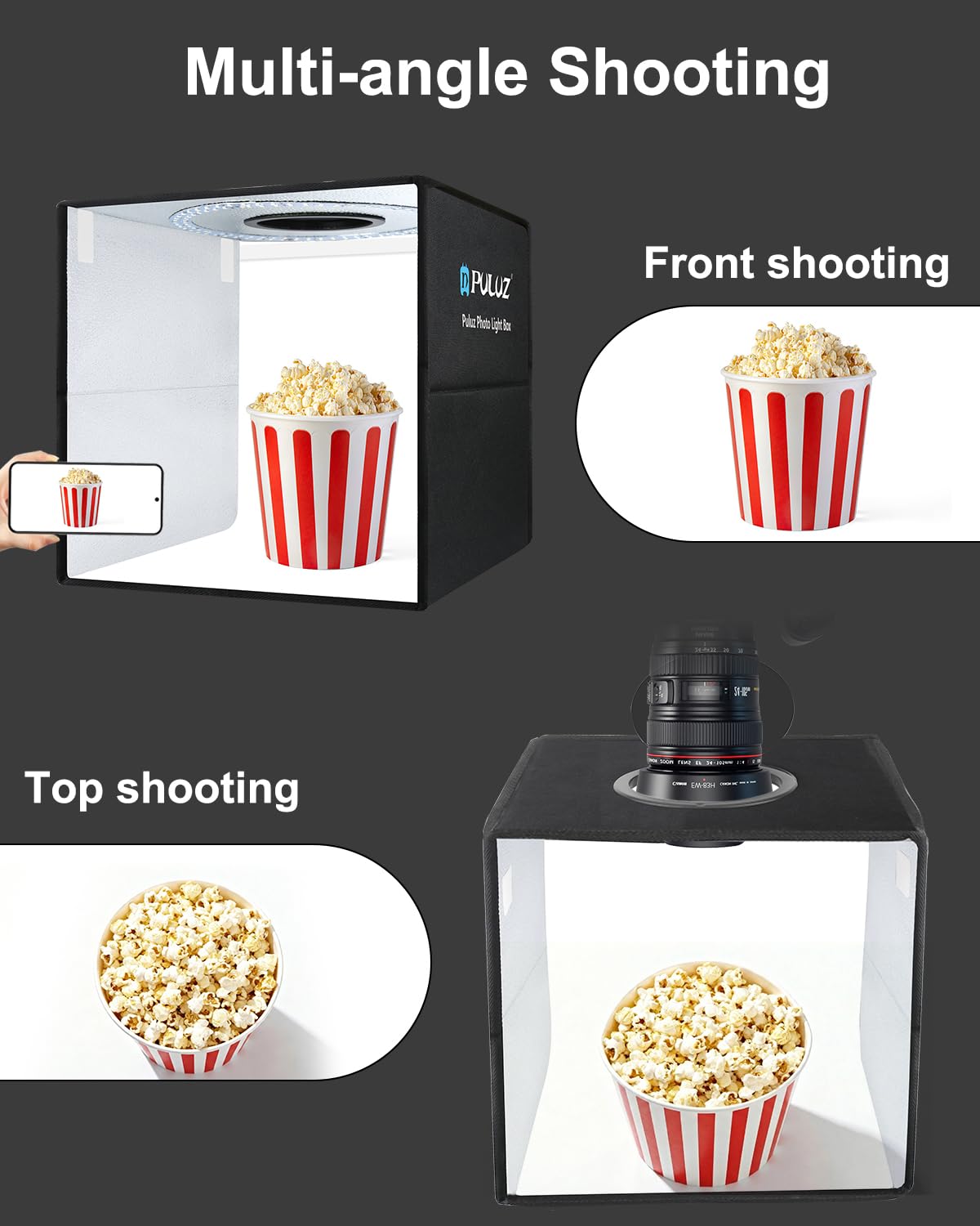 Photo Studio Box, PULUZ 40cm Folding Lightbox 160 LED Ring Light