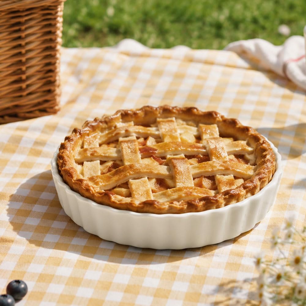 2 Artikel Tarteform aus Keramik Runde Keramikkuchenform 14.4cm | Molde de Cerámica Einfach zu Reinigen für Quiche, Backwaren,Tarte (Weiß)