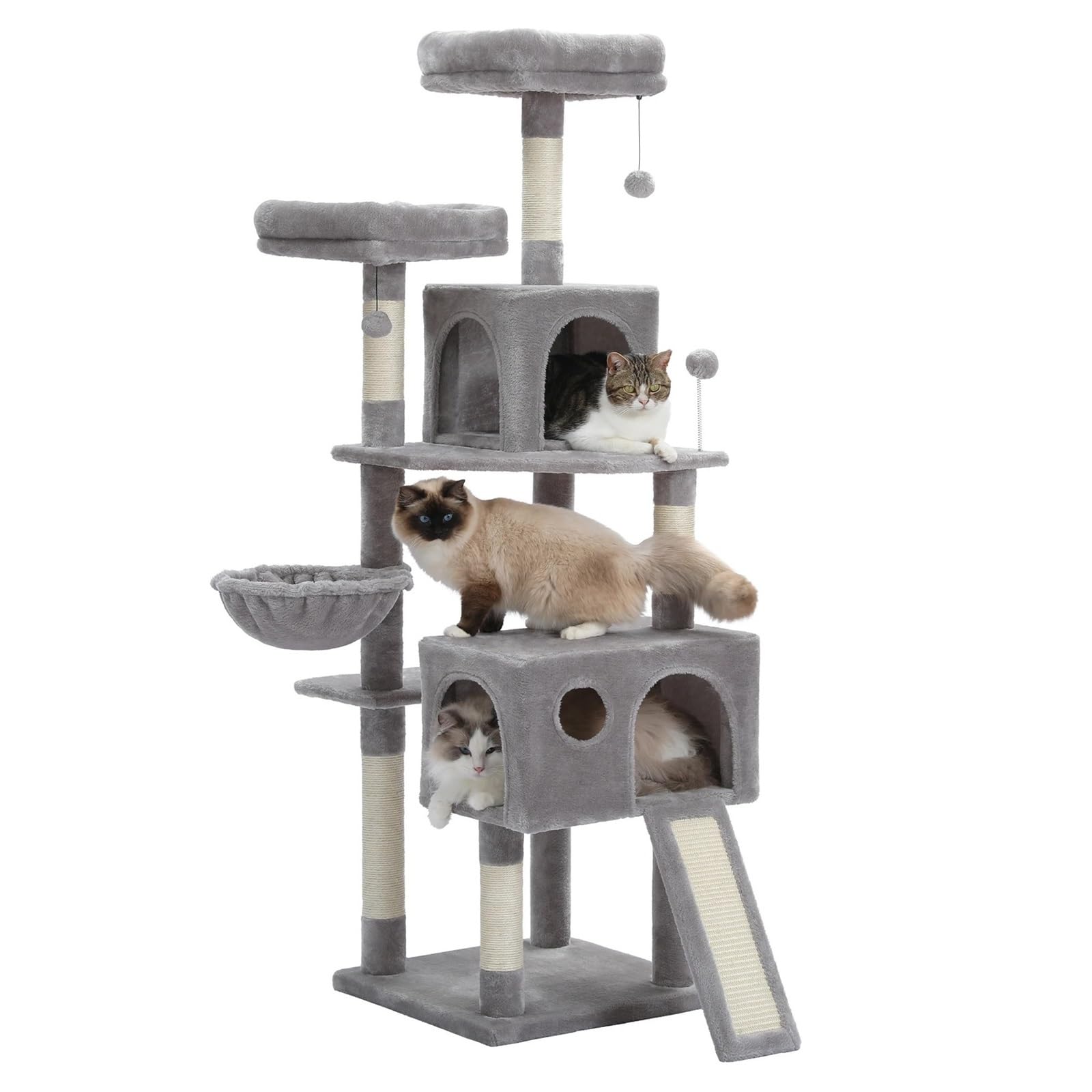 Generisch Kratzbaum für Katzen, mehrstöckiger Kratzbaum für Katzen, mit bequemen Sitzstangen, stabilen, kletterbaren Sitzstangen, stabilem Klettergerüst, Kratzbrett, Spielzeug, Katzenmöbel, Kratzbaum