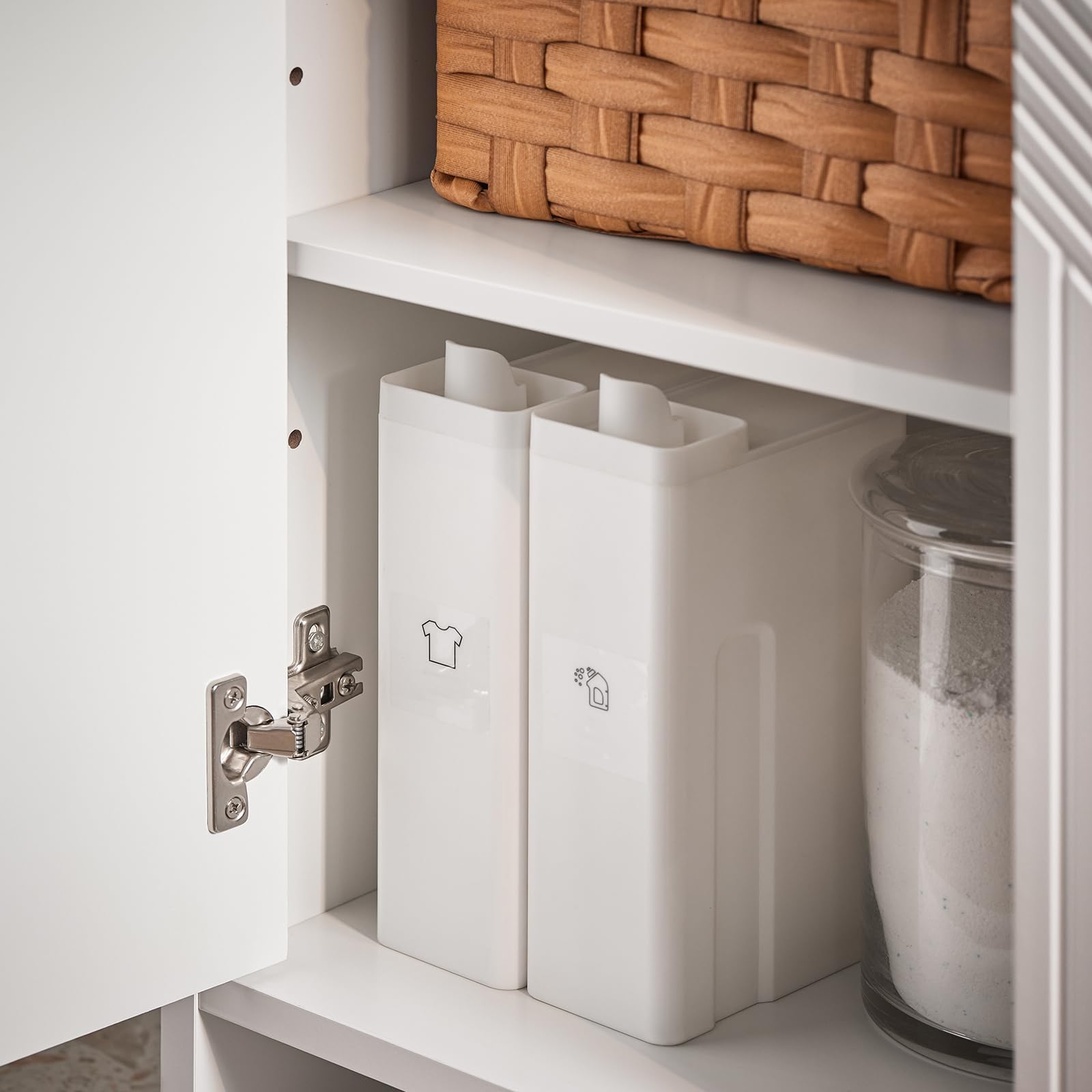 SoBuy Waschbeckenunterschrank 60cm Badezimmerschrank Badmöbel in Weiß mit verstellbaren Regalen, feuchtigkeitsbeständig, Unterschrank Waschbecken für kleine Bäder 60x61x30cm BZR157-W