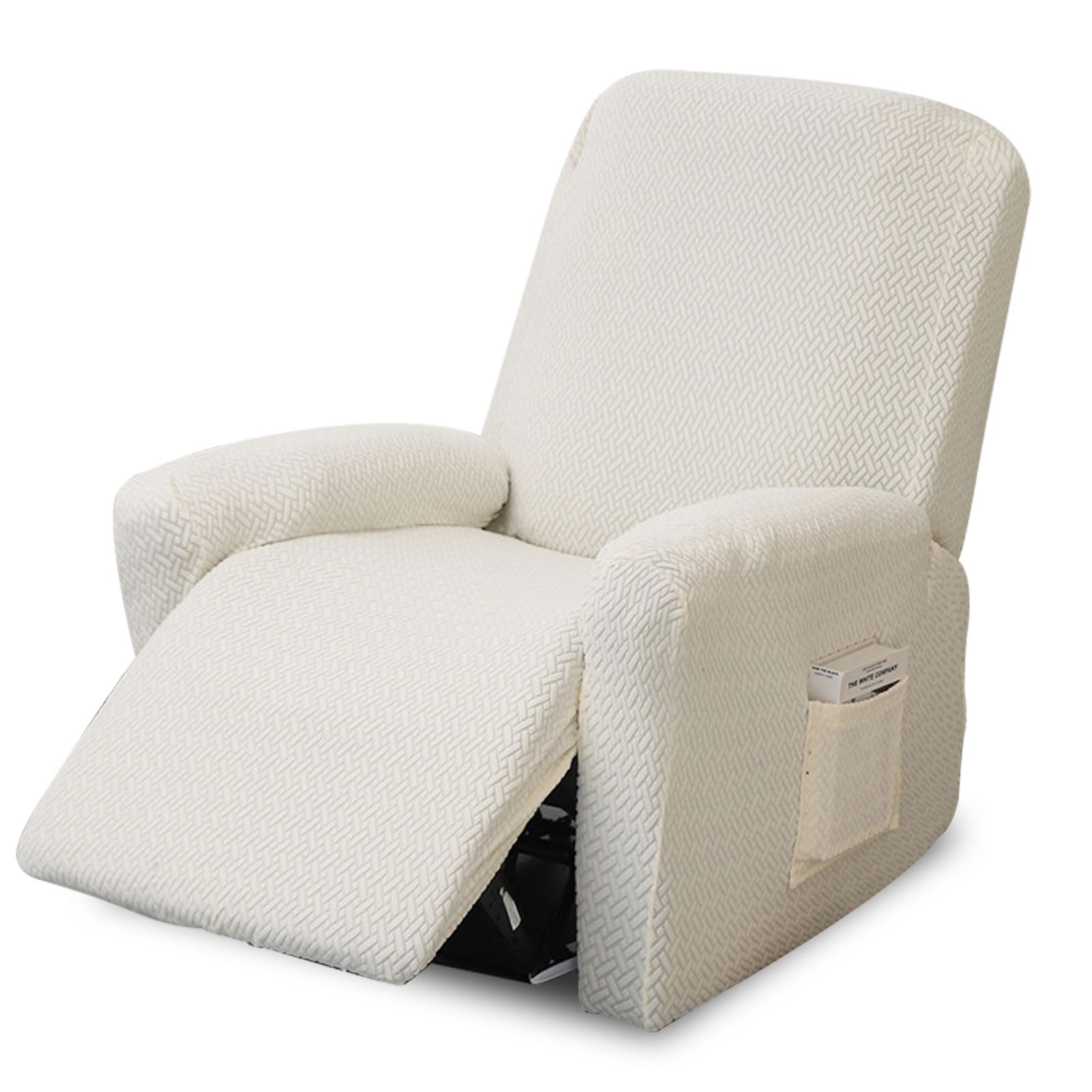 Fodere per poltrona, 4 pezzi, elasticizzato, con tasche, lavabile, elasticizzato, per poltrona relax (beige)