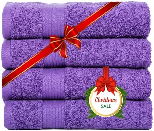 Ample Decor Hand Towel Set of 2, 46 CM X 72 CM 600 GSM 100% Cotton, Quick Drying Super Absorbent, For Hotel, Spa, Bathroom, Gym - Christmas Red
