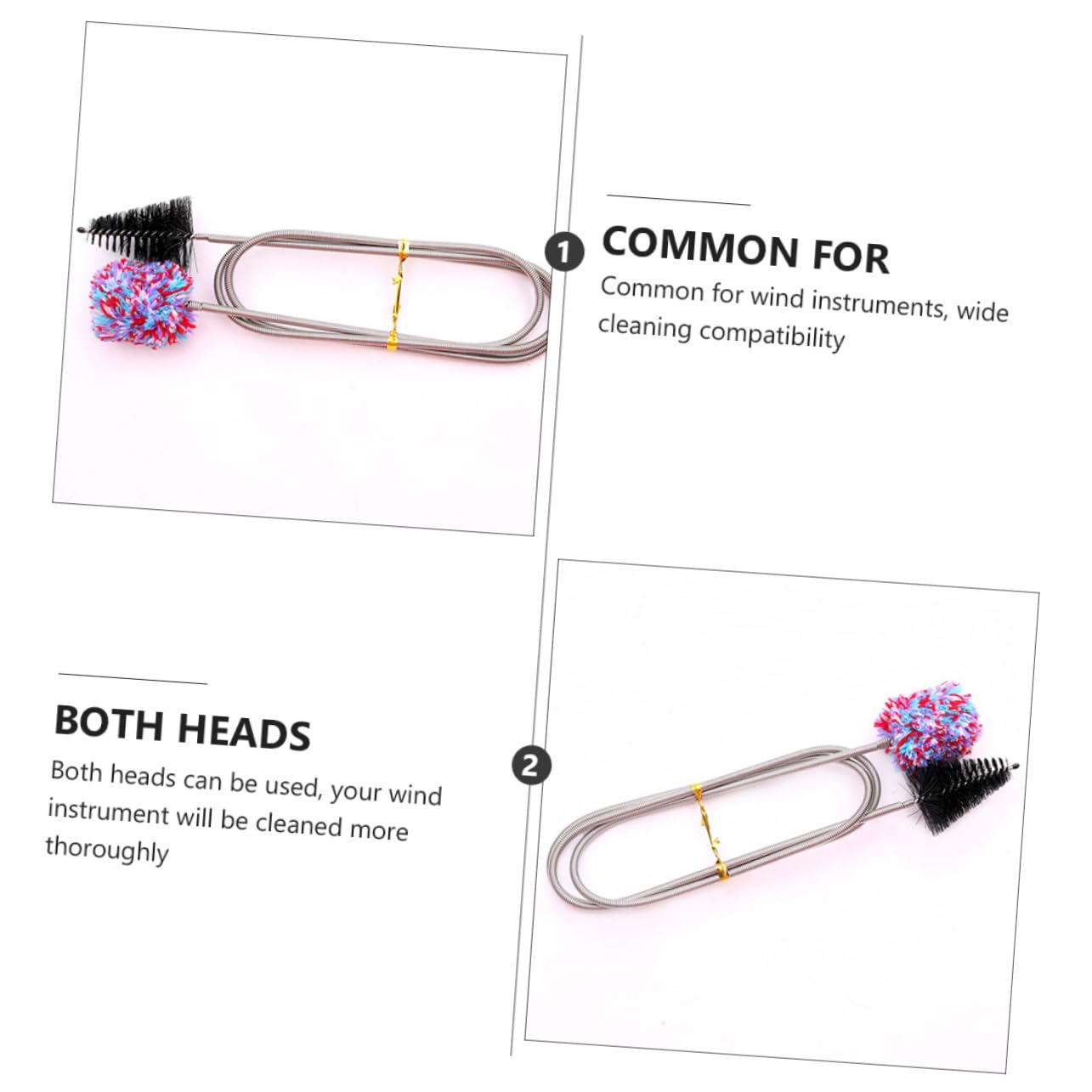 Garneck Nylon Cotton Stainless Steel Material Sax Cleaning Brush Trumpet Brush Musical Instrument Maintenance Accessory