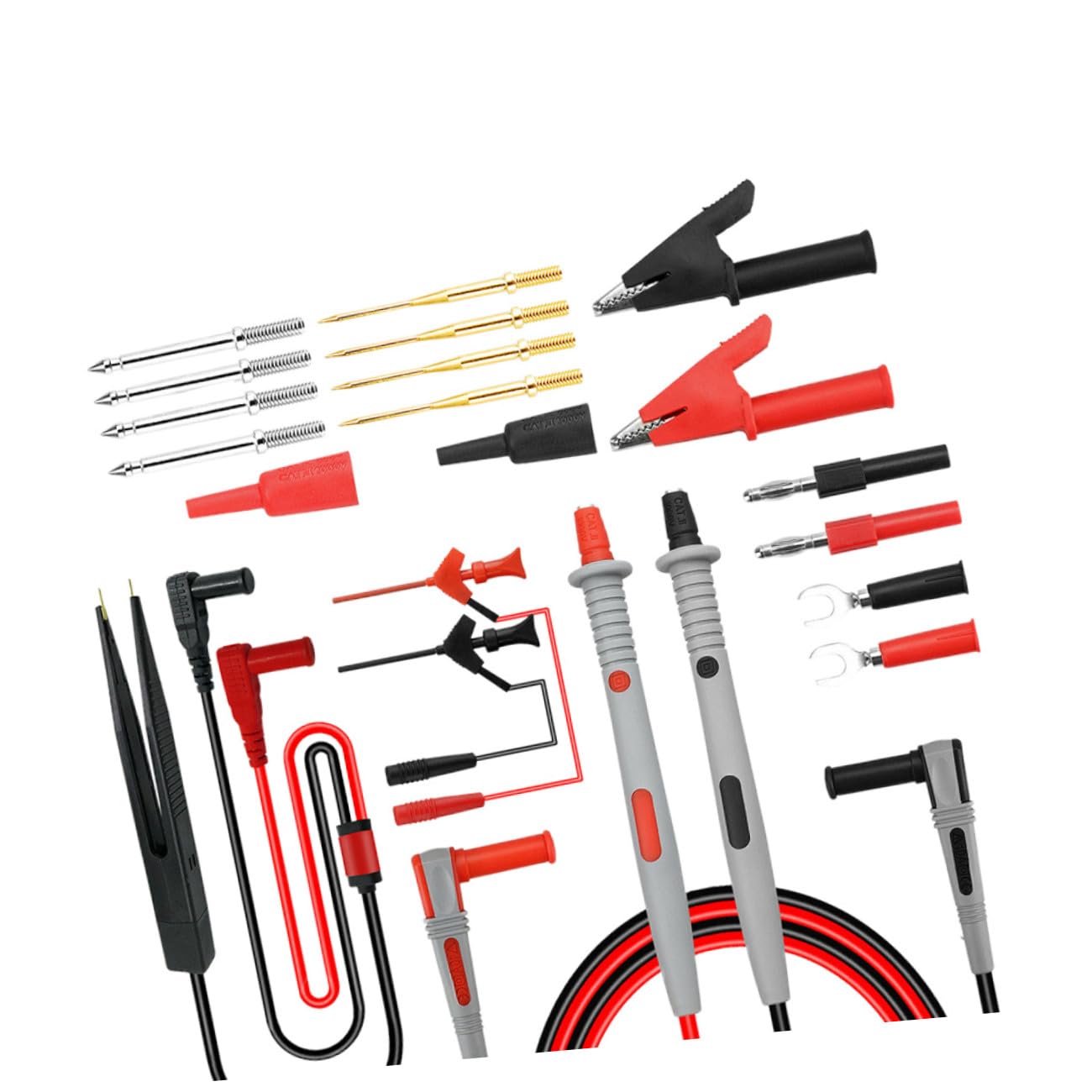 Cabilock Puntali Multimetro Kit Sonde Elettriche con Clip a Molla e Spina Banana Accessori Tester Circuiti per Strumento di Misura Elettrico Durata e Precisione Professionale