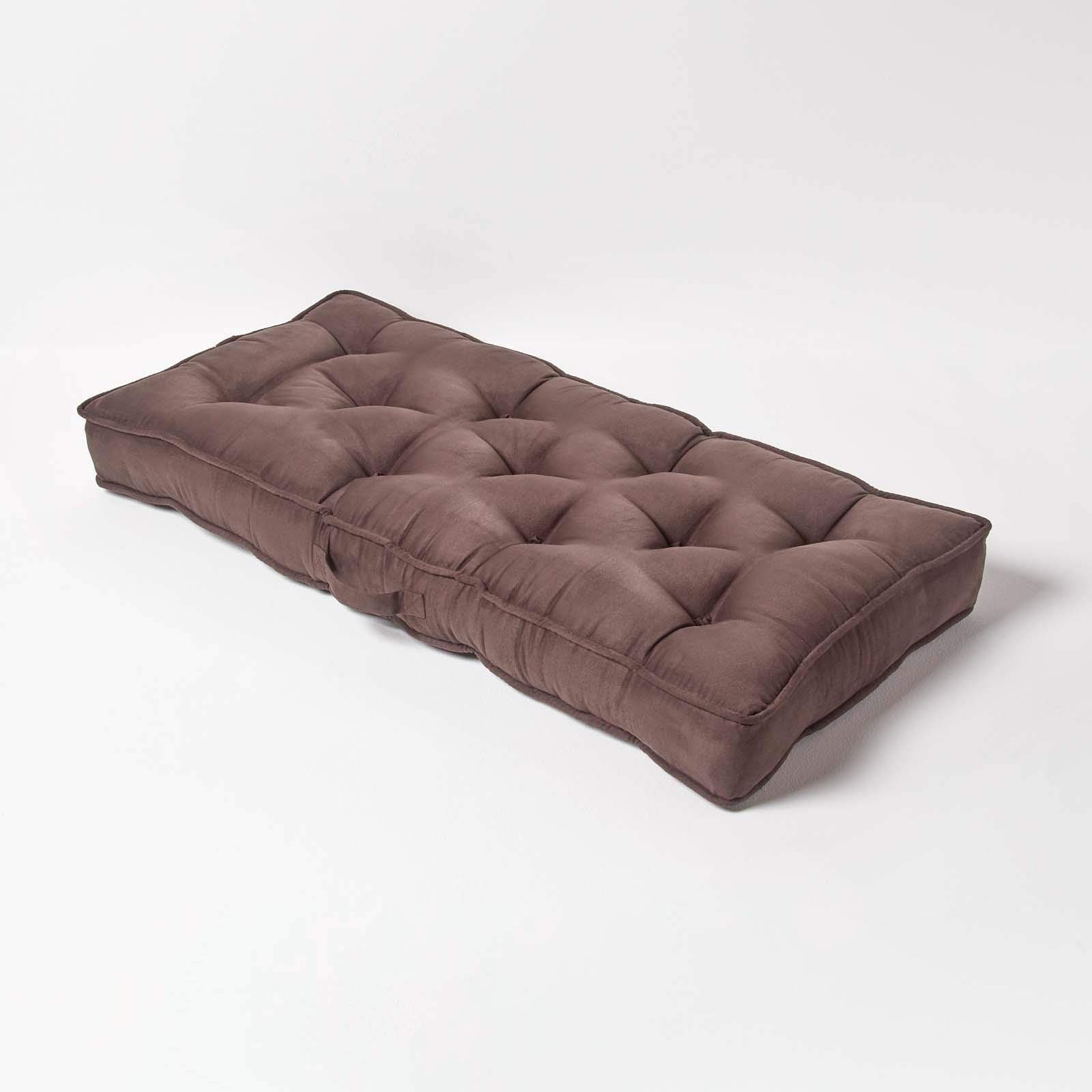 Homescapes Sitzerhöhung Sofa 2-Sitzer braun 100x48x10 cm, Langes Sitzkissen gepolstert mit Velours-Bezug, Dicke Sofa-Auflage & Aufstehkissen für Senioren