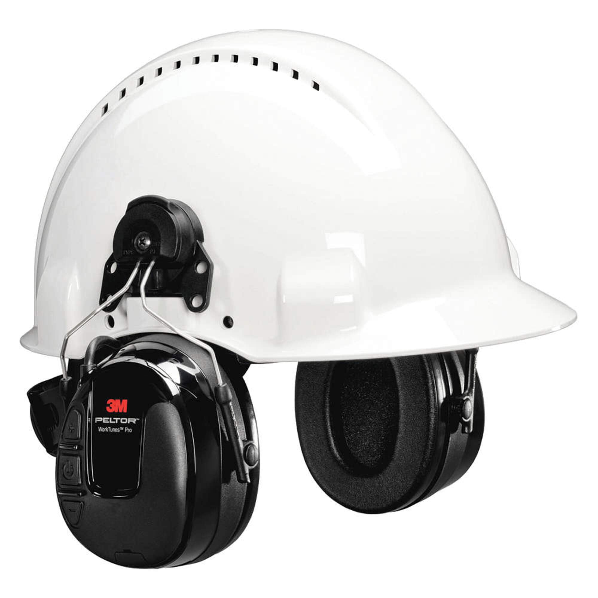 3M Peltor Worktunes Pro Cap-Mounted Radio Headset, Capacity, Volume, Standard, Black