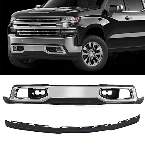 D-ETEGNIK Front Bumper Lower Valance Air Dam Deflector & Skid Plate for 2019–2021 Chevy Silverado 1500, Front Bumper Cover Lower Spoiler Replacement, Compatible with Z71 Off-Road Package