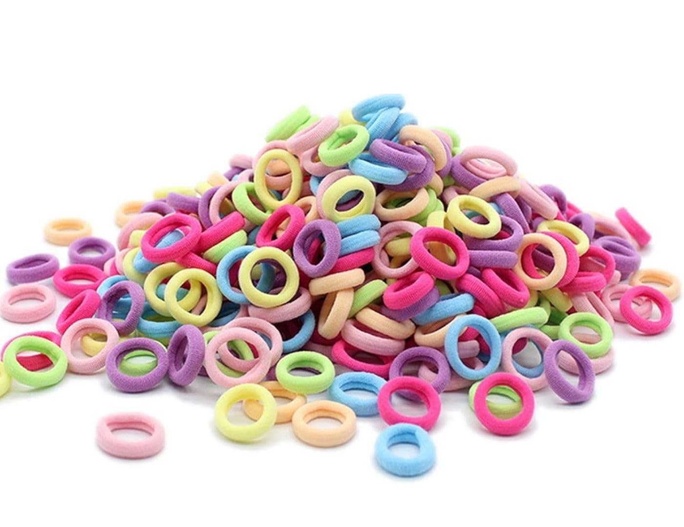 BKDT Marketing Small Rubber Band for Baby Girls (100pcs) | Seamless Hair Bands for Kids Girls Soft Cotton Baby Rubber Band for Hair | Baby Hair Ties for Baby Girls Ponytail Holders - Birthday/Retrun Gifts-image-26