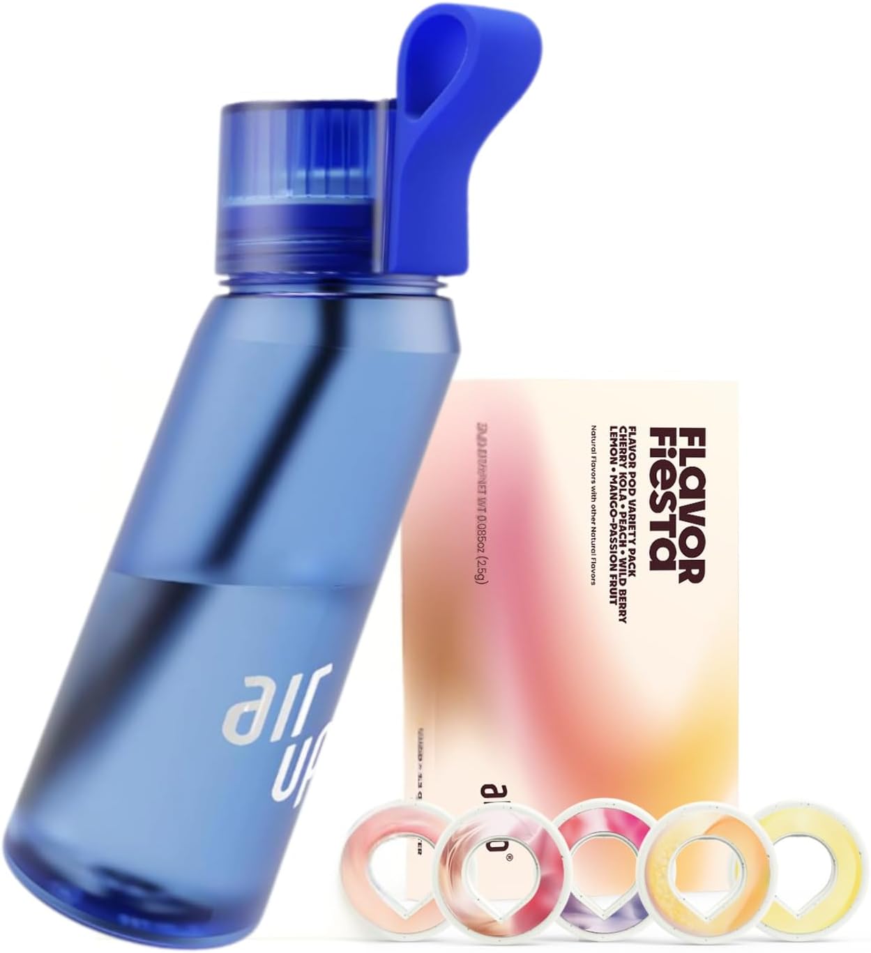 air up® water bottle (22 oz) for school, sports, gym | includes 5 scent pods & straw | flavored bottle in blue – also for kids, boys, girls | no calories, sugar-free and suitable for carbonation