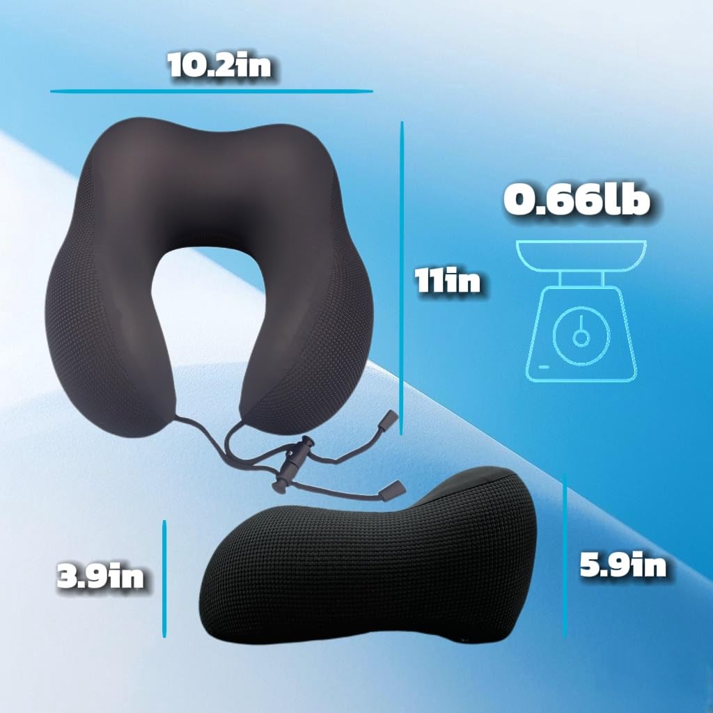 U-Shaped Memory Foam Pillow for Neck Support-0.66lb High-Density Support with Cooling Ice Silk Cover, Machine Washable and Travel-Friendly Pillow for Office, Airplane, Car (Pink)