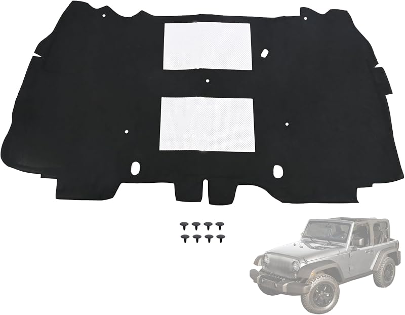 Manta de isolamento térmico e acústico do capô Promrmr para Jeep Wrangler JK 2007–2017 – Kit com manta e 5 parafusos