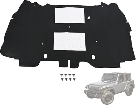 Hood Engine Insulation Pad Compatible with Jeep Wrangler JK 2007-2017 Car Heat Sound Deadening Insulation Cotton Mat Hood Liner Fireproof Rug