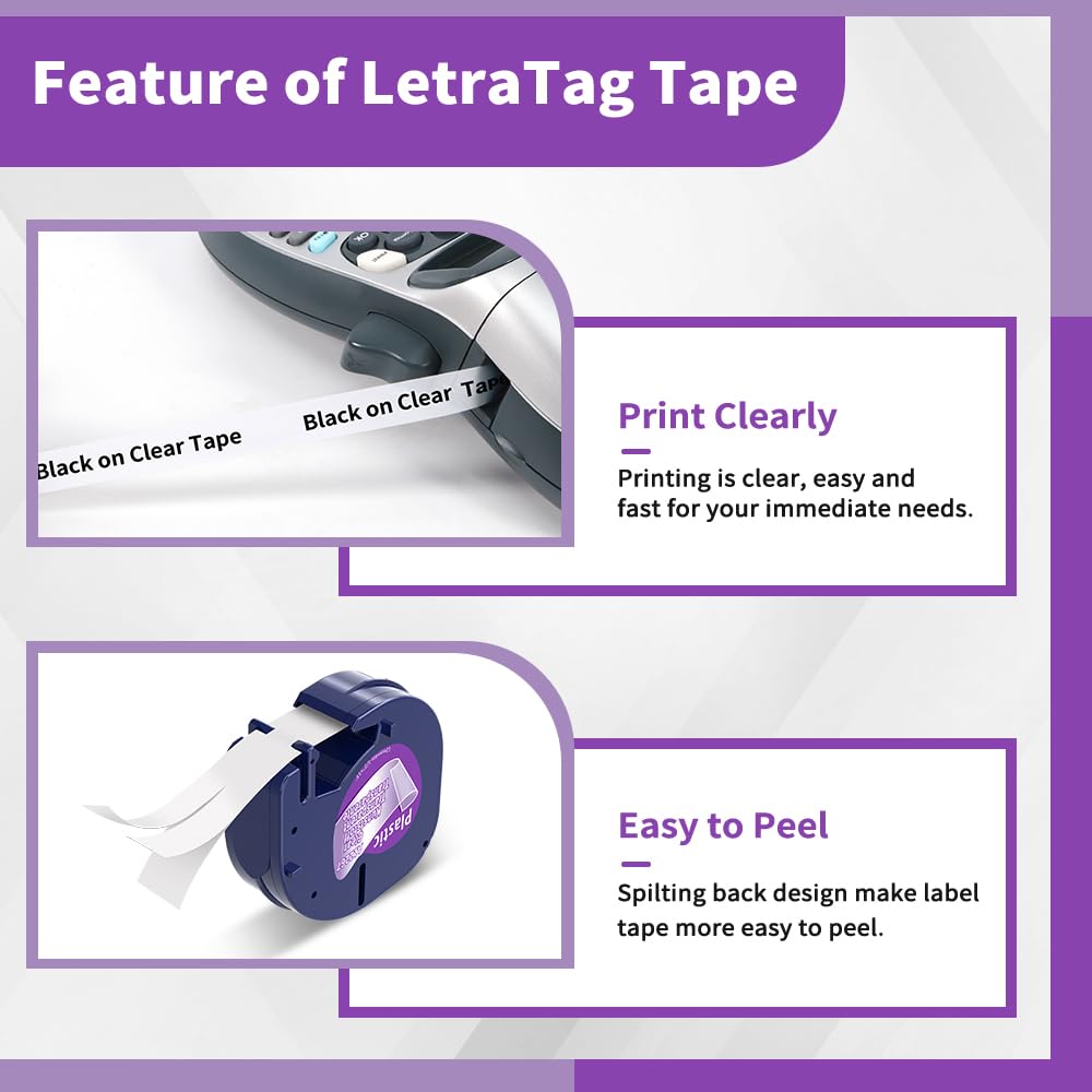 Lot De 5 Recharges Pour étiqueteuse Dymo Letratag 91201 91331 S0721660