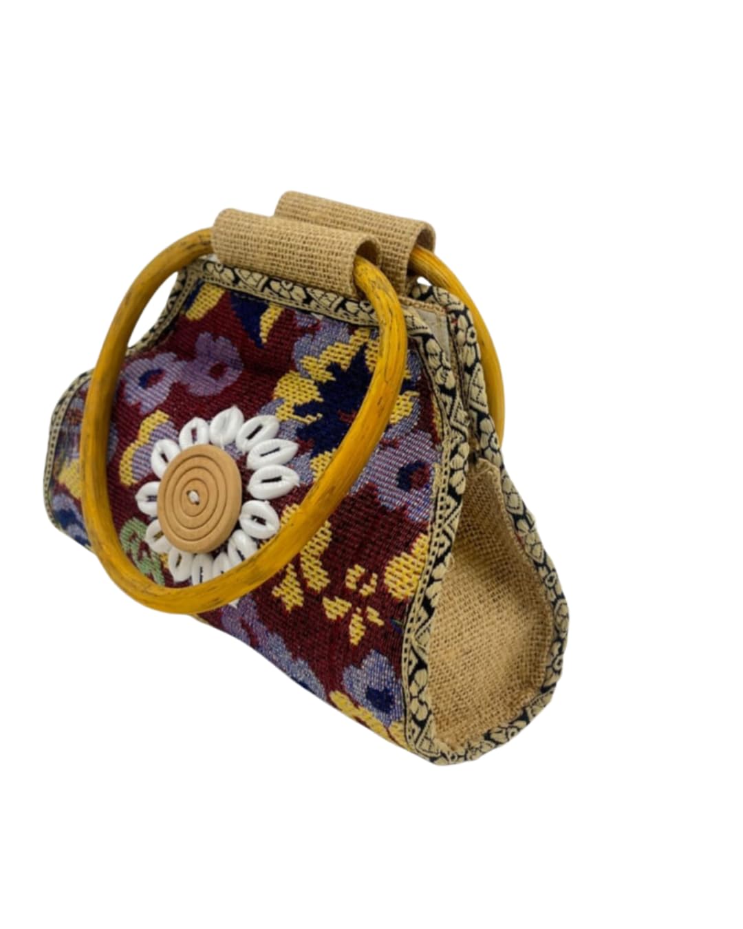 indysoul Handcrafted, Embroidered, Decorative and Embellished Ladies Jute Batua or Potli Bag with wood handle | Ladies Purse Handbag-picture-19