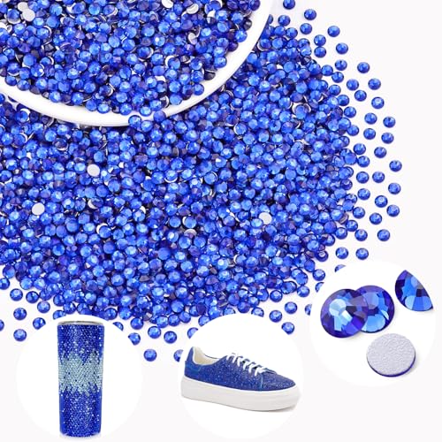 Image of 5000PCS SS6 /2mm Crystal Glass Rhinestones for Bedazzling (Blue /Sapphire) | Flatback Rhinestones for Crafting DIY Nail Art Makeup Decoration, Gems Diomand Charms for Tumbler Shoes Clothing Mug